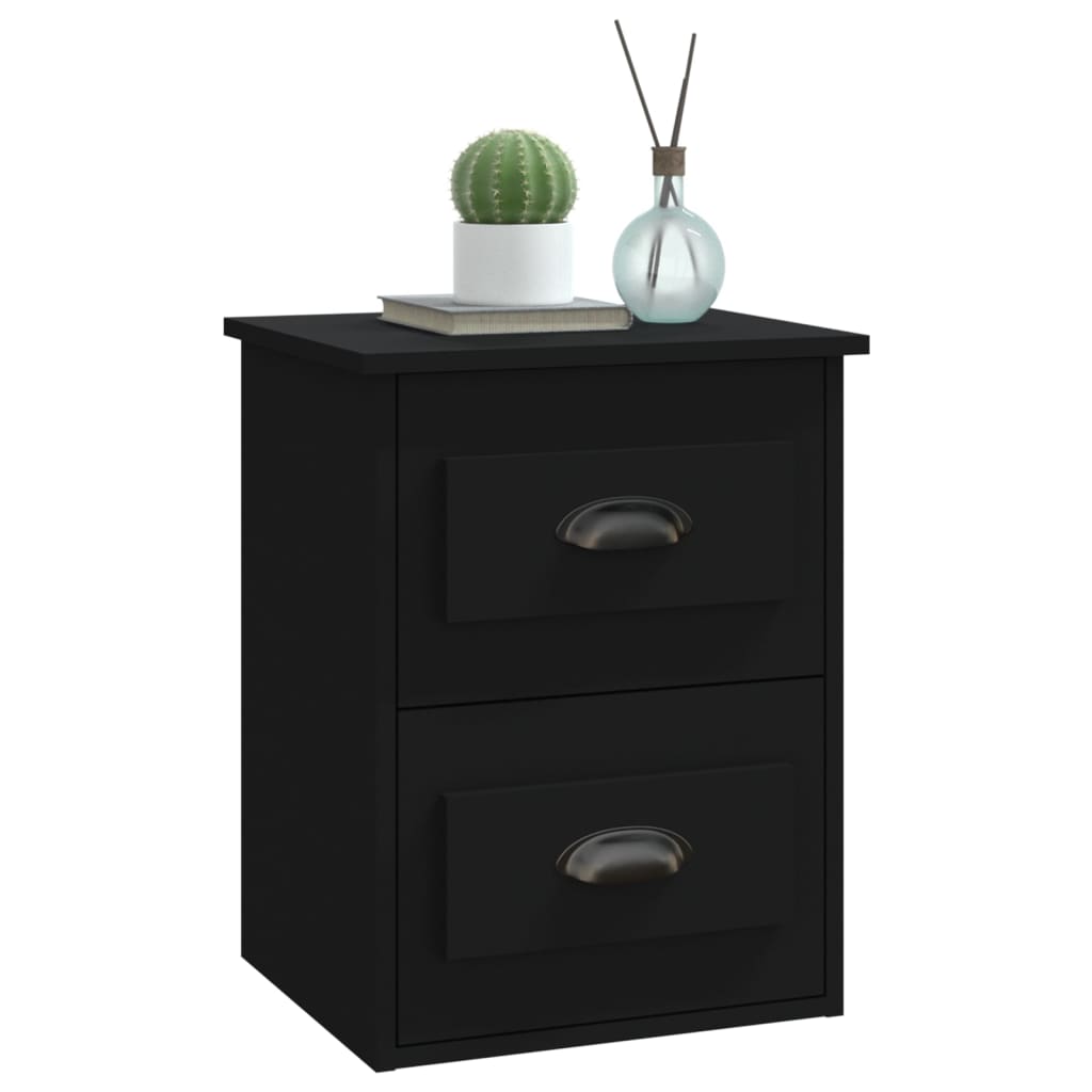 Tables de chevet murales 2 pcs noir 41,5x36x53 cm