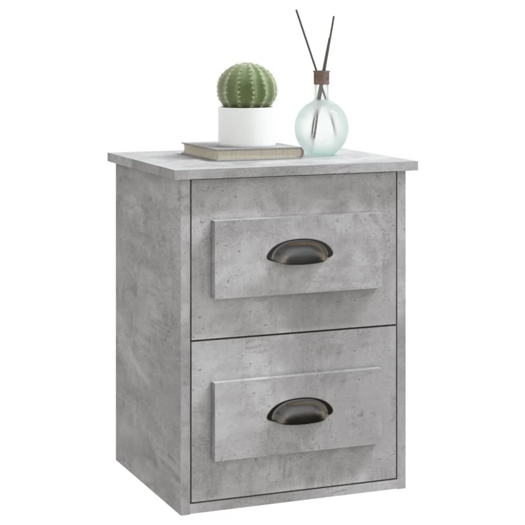 Table de chevet murale gris béton 41,5x36x53 cm