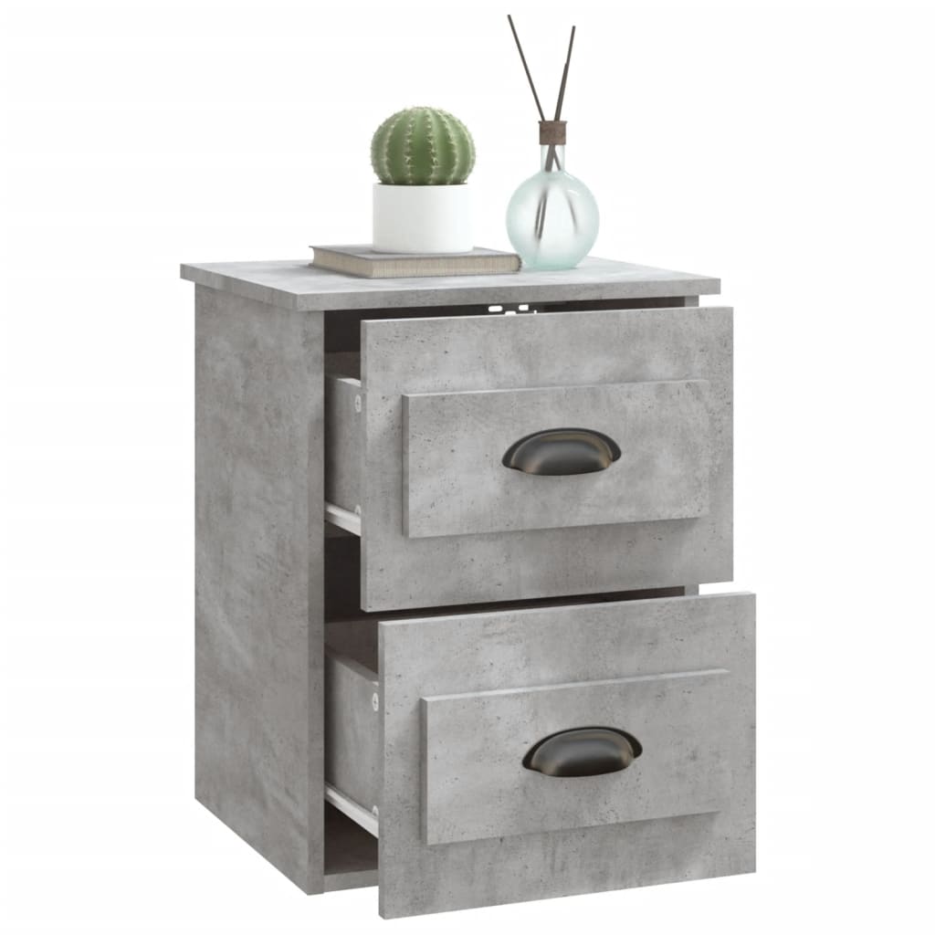 Table de chevet murale gris béton 41,5x36x53 cm