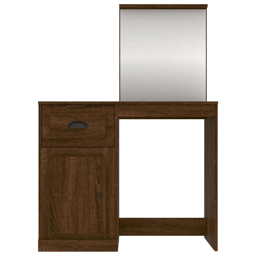 Coiffeuse et miroir chêne marron 90x50x132,5 cm bois ingénierie