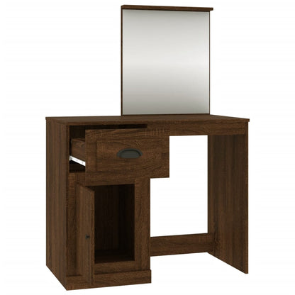 Coiffeuse et miroir chêne marron 90x50x132,5 cm bois ingénierie