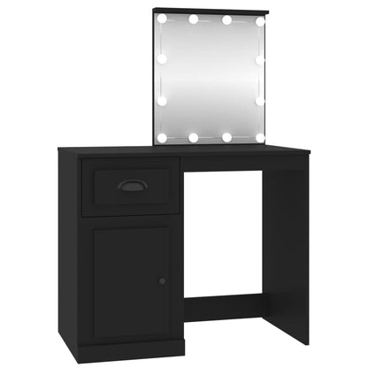 Coiffeuse avec LED noir 90x50x132,5 cm bois d'ingénierie