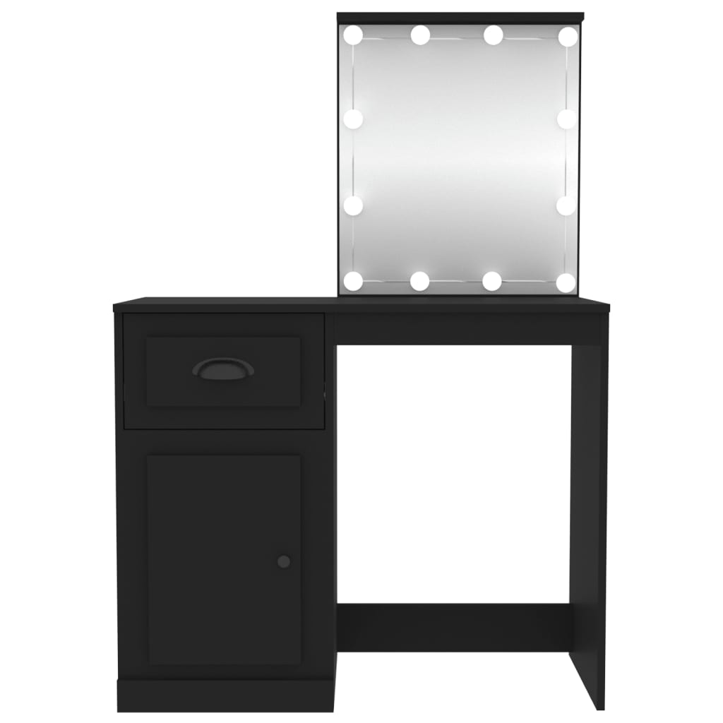 Coiffeuse avec LED noir 90x50x132,5 cm bois d'ingénierie