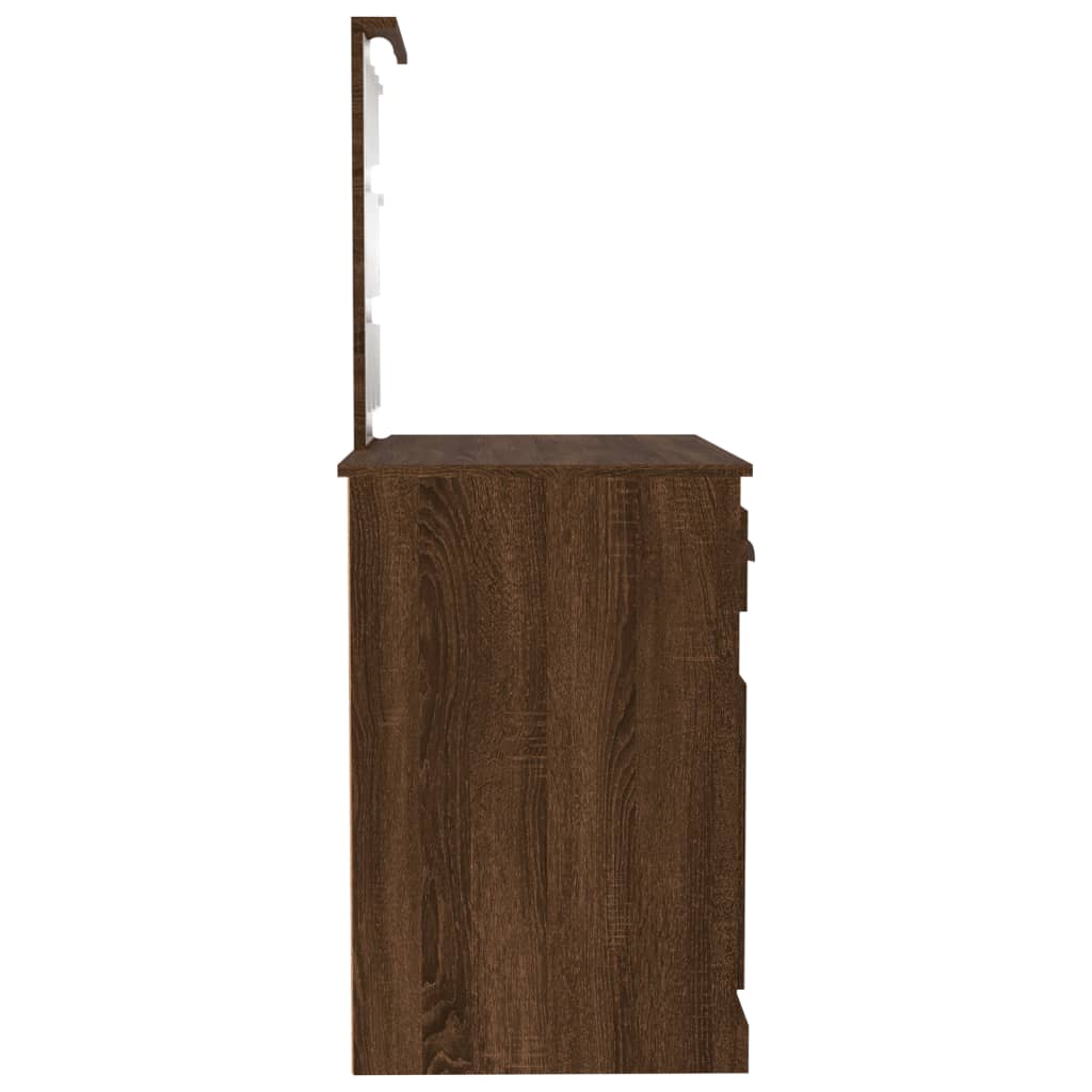 Coiffeuse avec LED chêne marron 90x50x132,5cm bois d'ingénierie