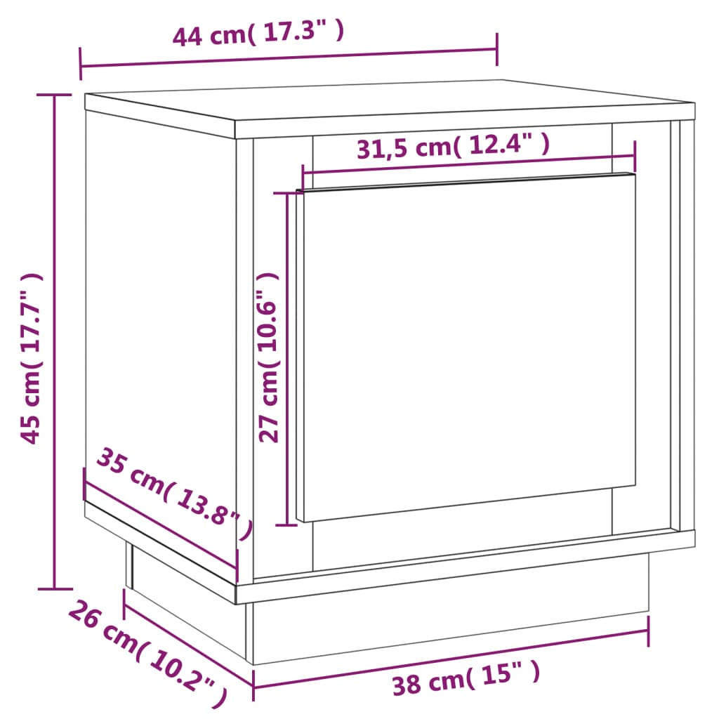 Table de chevet blanc 44x35x45 cm bois d’ingénierie