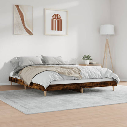 Cadre de lit sans matelas chêne fumé 200x200 cm bois ingénierie