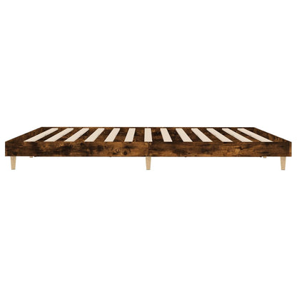 Cadre de lit sans matelas chêne fumé 200x200 cm bois ingénierie