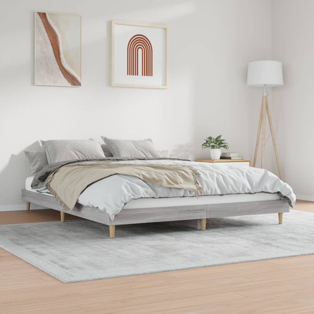 Cadre de lit sans matelas sonoma gris 200x200 cm