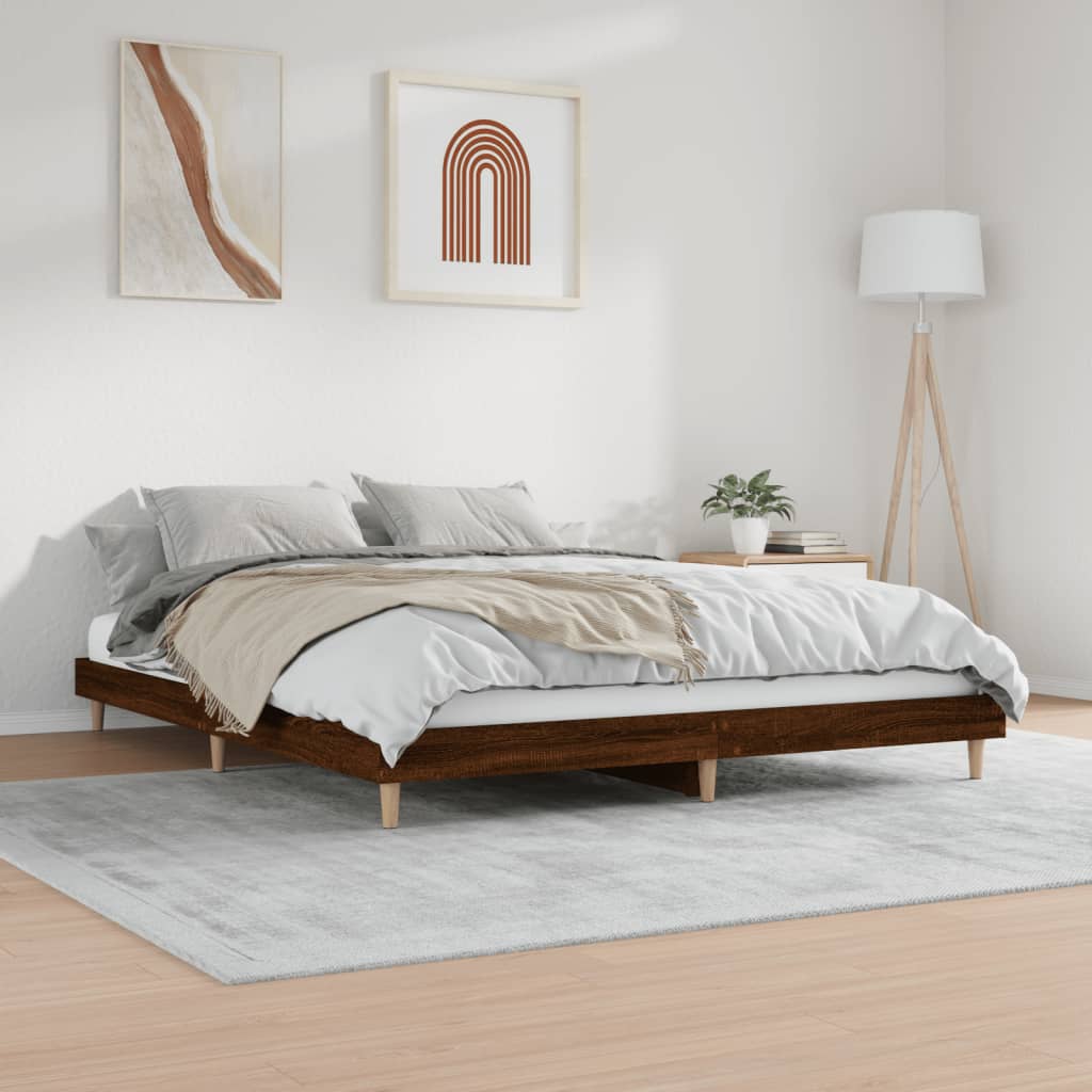 Cadre de lit sans matelas chêne marron 200x200 cm