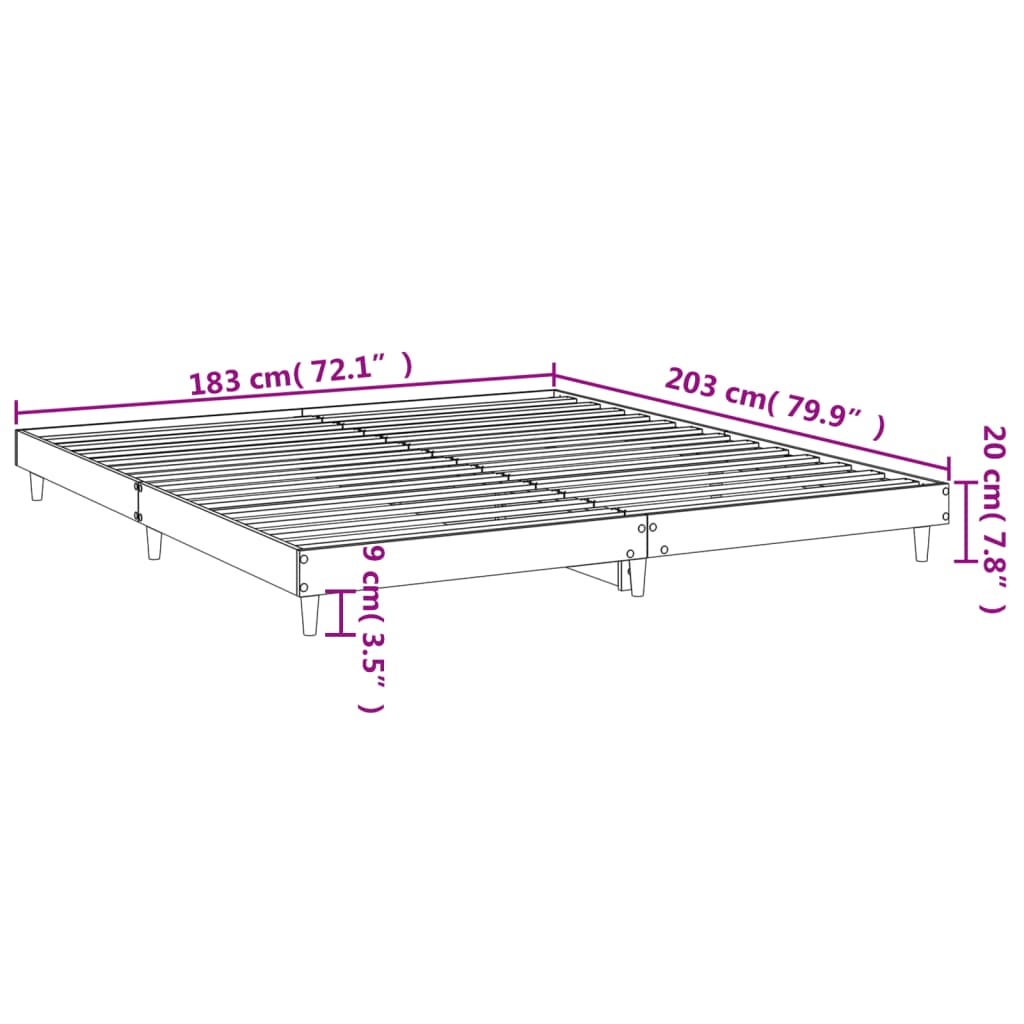 Cadre de lit sans matelas noir 180x200 cm bois d'ingénierie