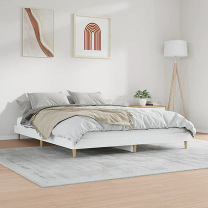 Cadre de lit sans matelas blanc 160x200 cm bois d'ingénierie