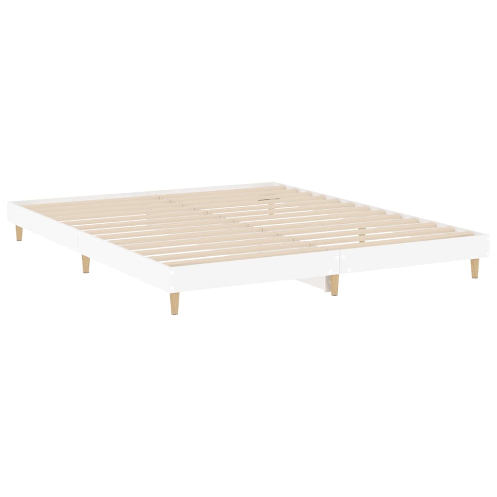 Cadre de lit sans matelas blanc 160x200 cm bois d'ingénierie