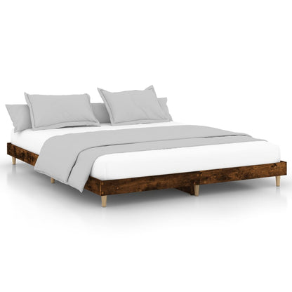 Cadre de lit sans matelas chêne fumé 160x200 cm bois ingénierie