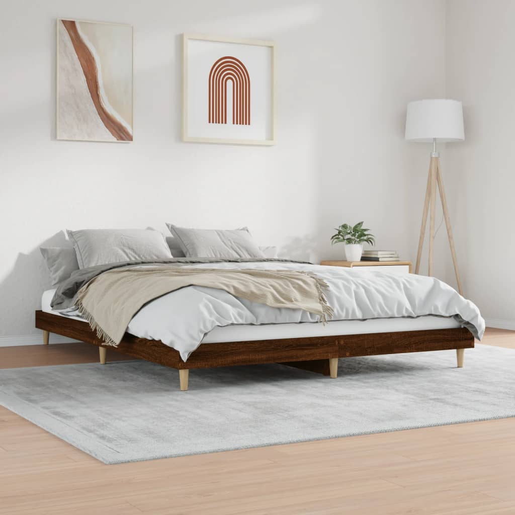 Cadre de lit sans matelas chêne marron 160x200 cm