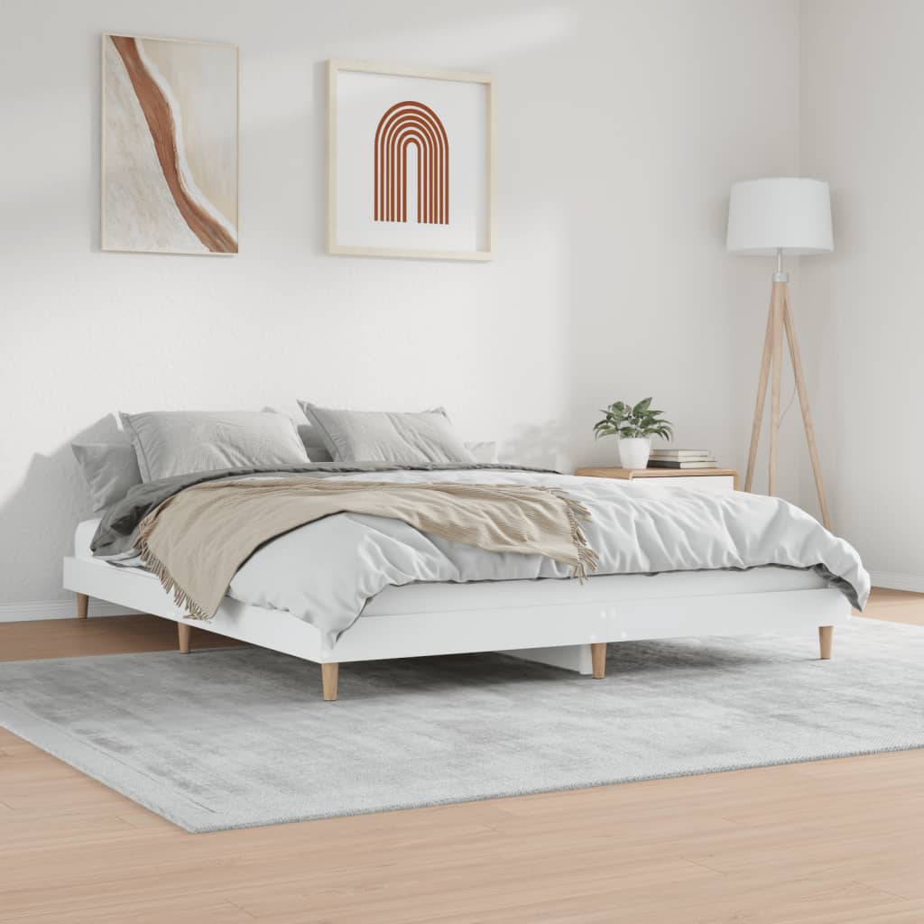 Cadre de lit sans matelas blanc 150x200 cm bois d'ingénierie