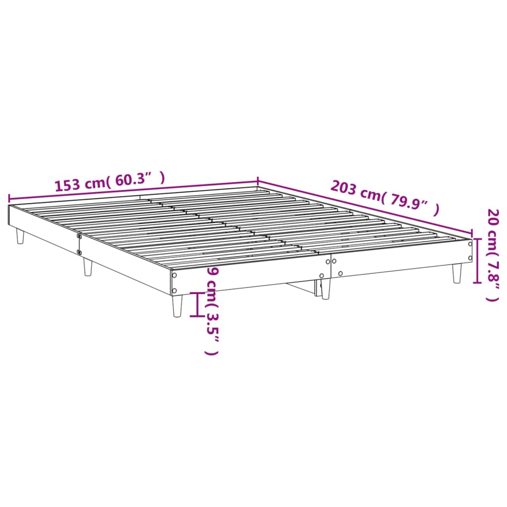 Cadre de lit sans matelas blanc 150x200 cm bois d'ingénierie