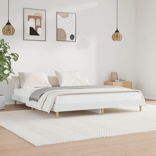 Cadre de lit sans matelas blanc 150x200 cm bois d'ingénierie