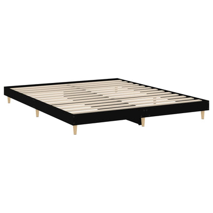 Cadre de lit sans matelas noir 150x200 cm bois d'ingénierie