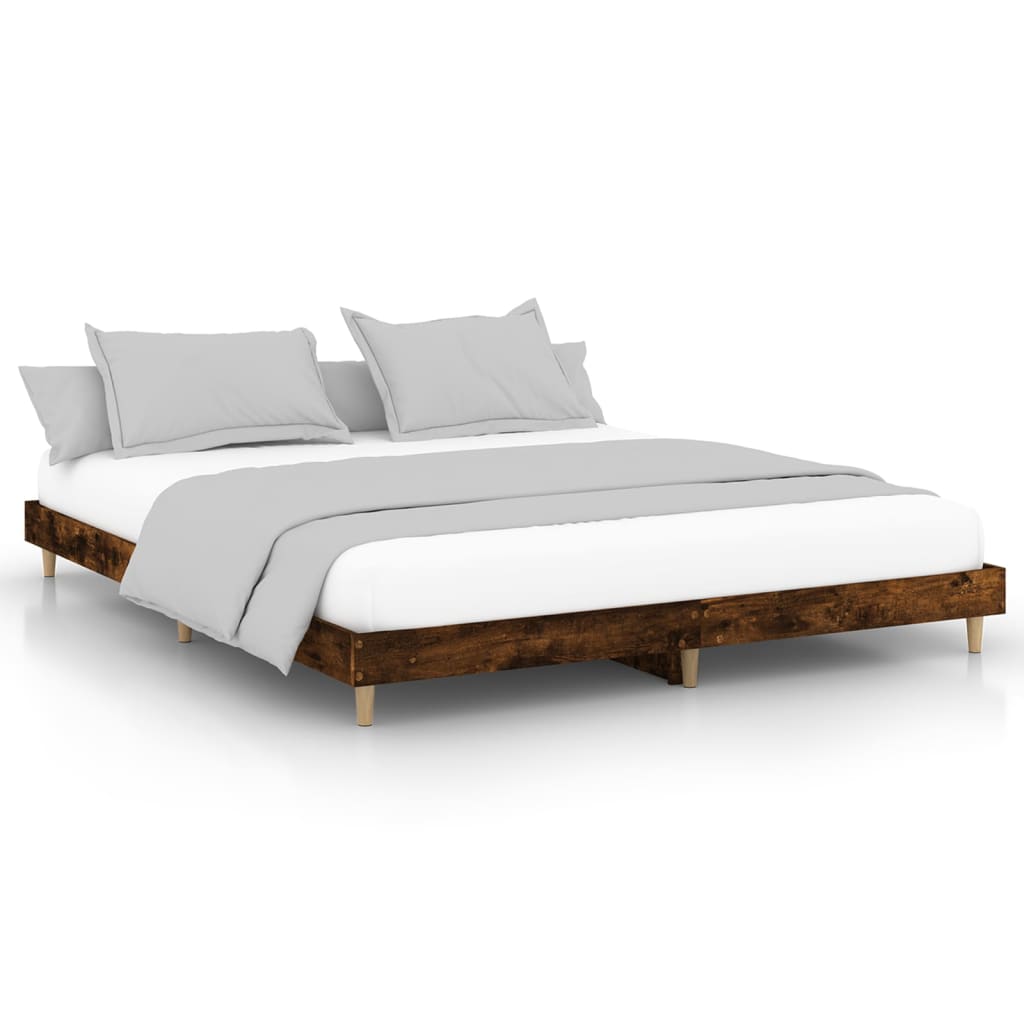 Cadre de lit sans matelas chêne fumé 150x200 cm bois ingénierie