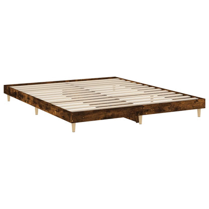 Cadre de lit sans matelas chêne fumé 150x200 cm bois ingénierie