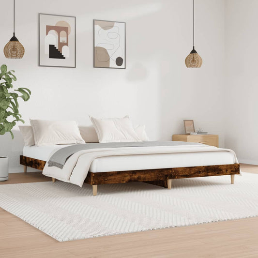 Cadre de lit sans matelas chêne fumé 150x200 cm bois ingénierie