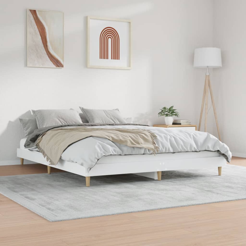 Cadre de lit sans matelas blanc 140x200 cm bois d'ingénierie