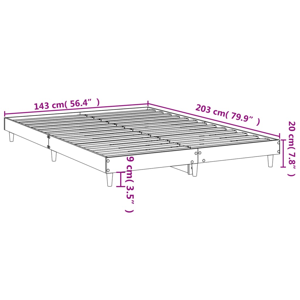 Cadre de lit sans matelas blanc 140x200 cm bois d'ingénierie