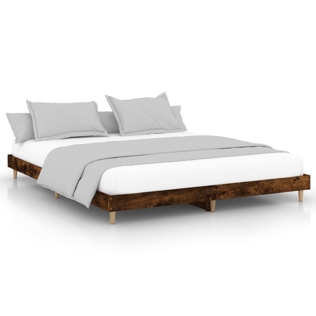 Cadre de lit sans matelas chêne fumé 140x200 cm bois ingénierie