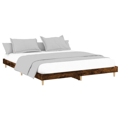 Cadre de lit sans matelas chêne fumé 140x200 cm bois ingénierie