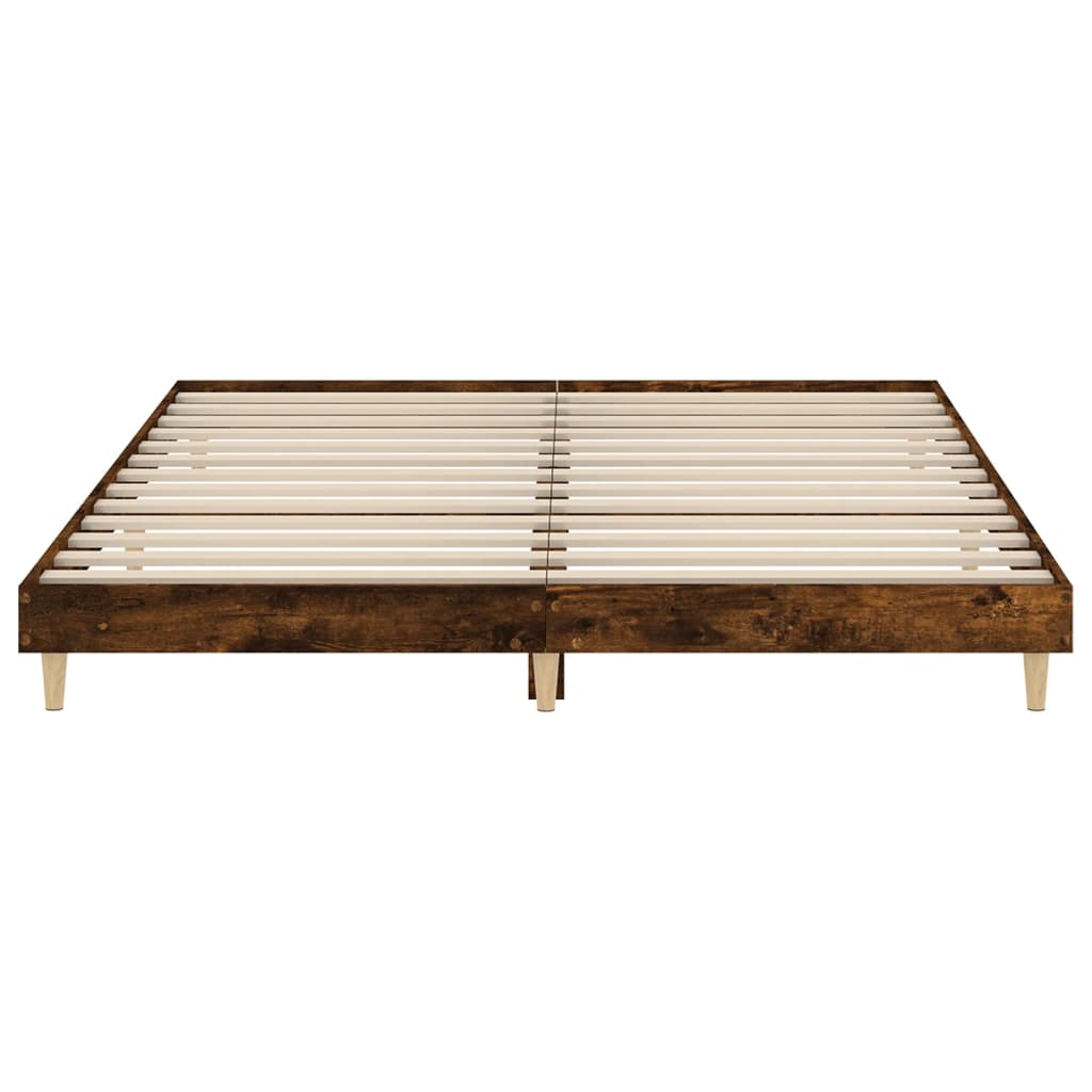 Cadre de lit sans matelas chêne fumé 140x200 cm bois ingénierie