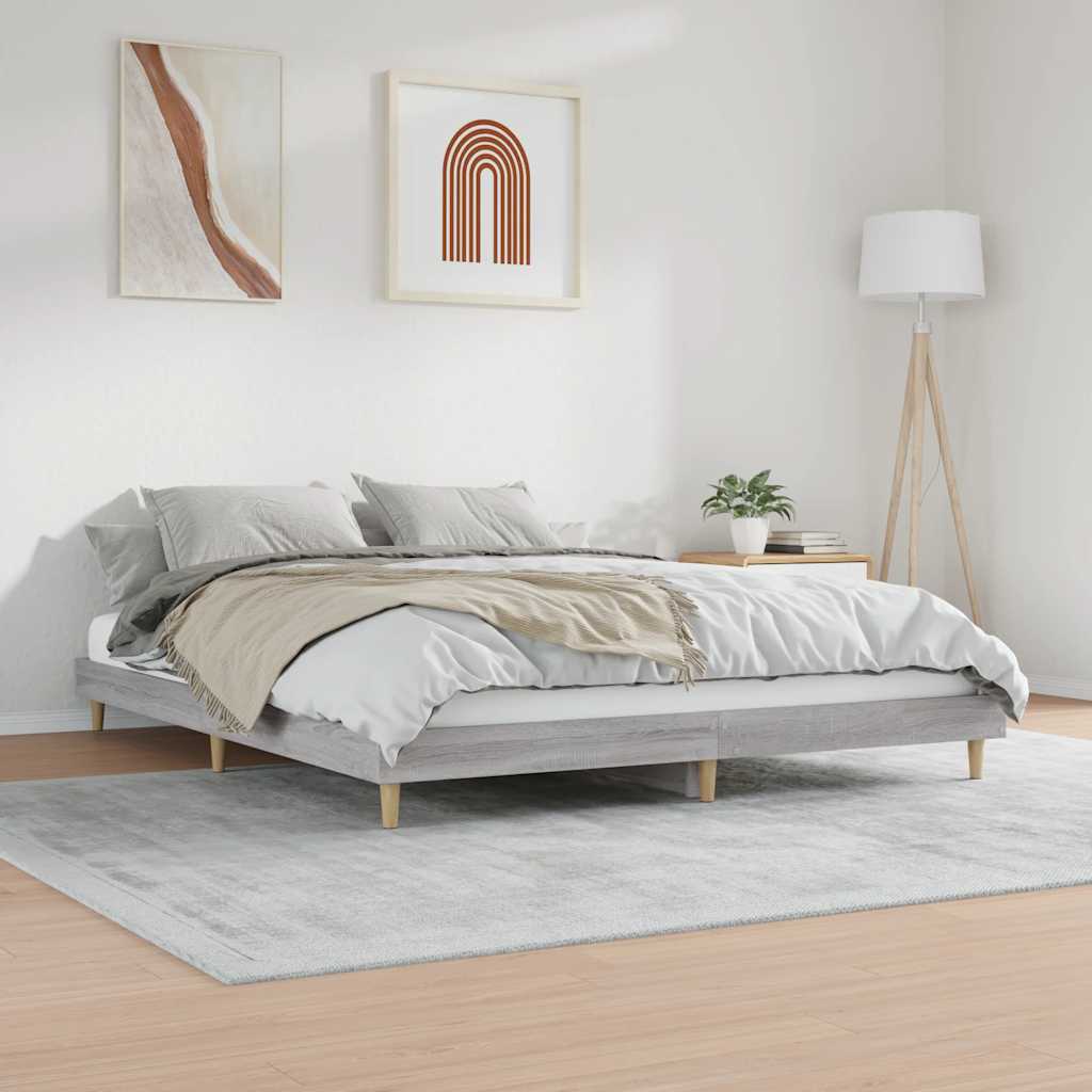 Cadre de lit sans matelas sonoma gris 120x200cm bois ingénierie