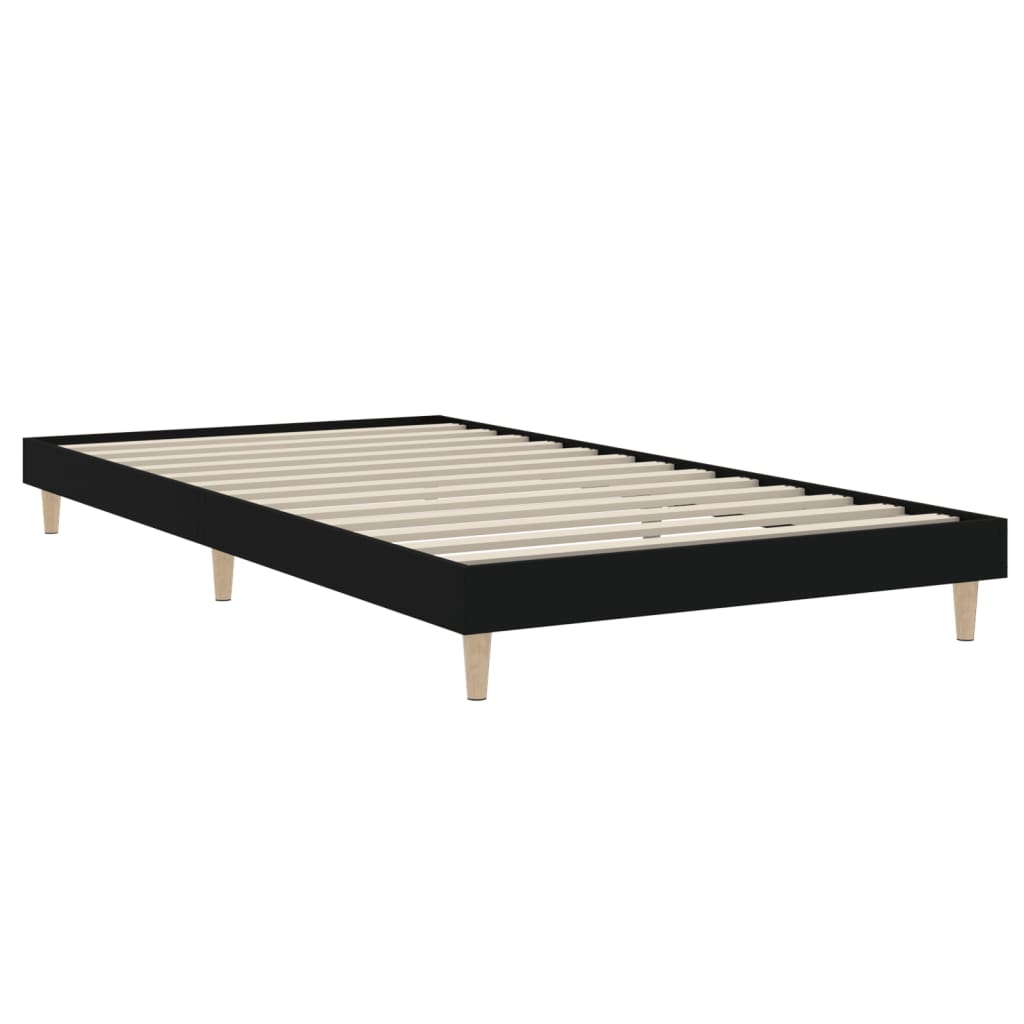 Cadre de lit sans matelas noir 100x200 cm bois d'ingénierie