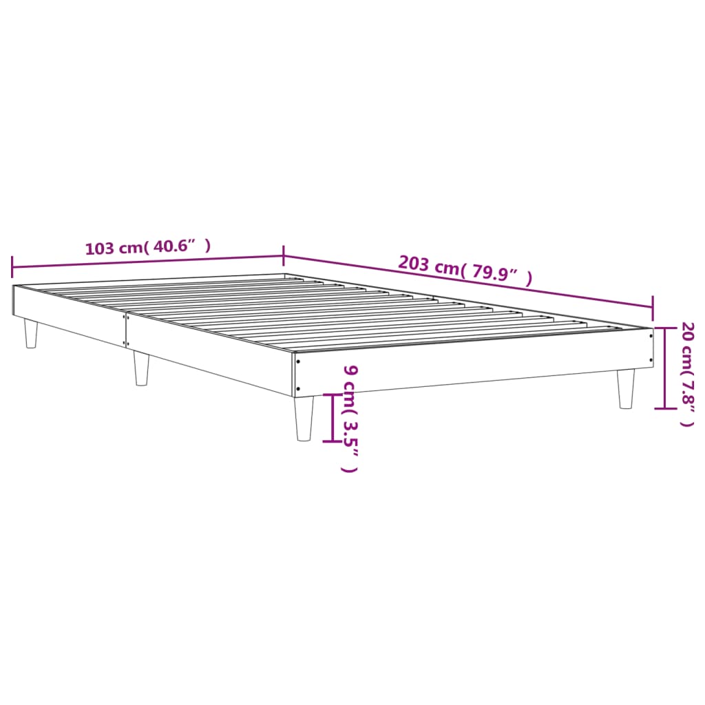 Cadre de lit sans matelas noir 100x200 cm bois d'ingénierie