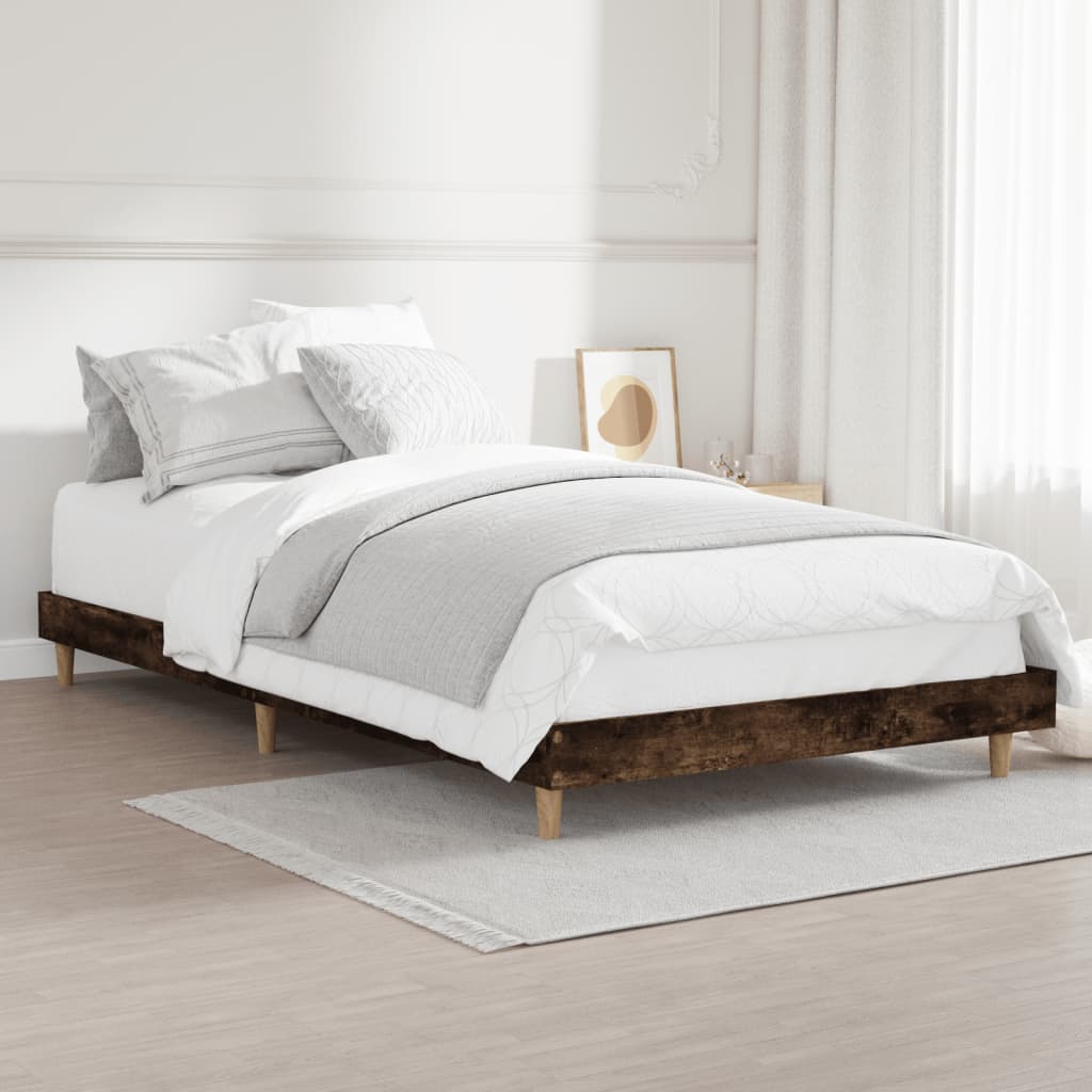 Cadre de lit sans matelas chêne fumé 100x200 cm bois ingénierie