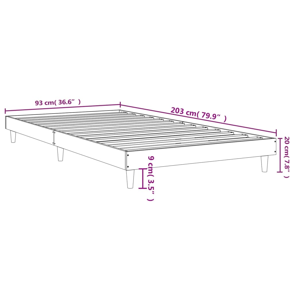 Cadre de lit sans matelas blanc 90x200 cm bois d'ingénierie