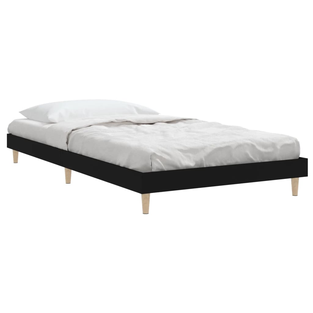 Cadre de lit sans matelas noir 90x200 cm bois d'ingénierie