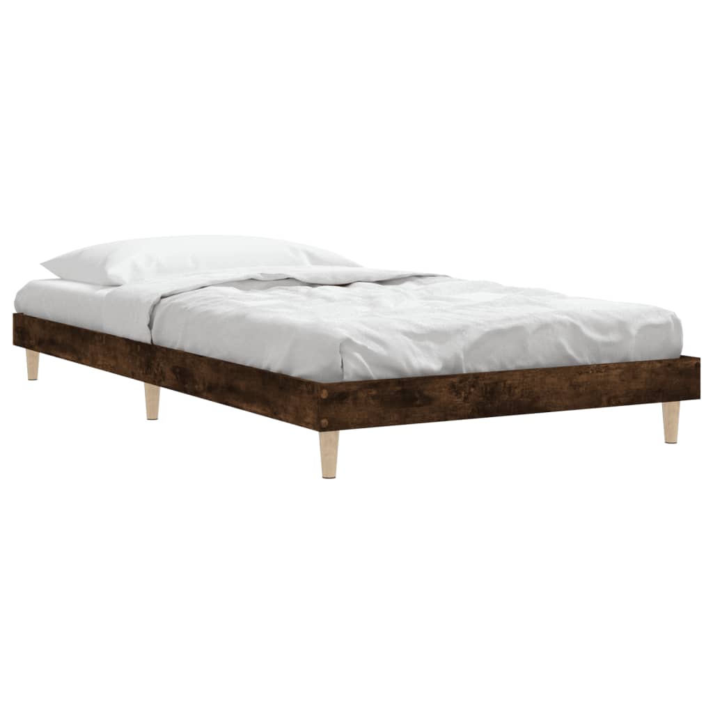 Cadre de lit sans matelas chêne fumé 90x200cm bois d'ingénierie