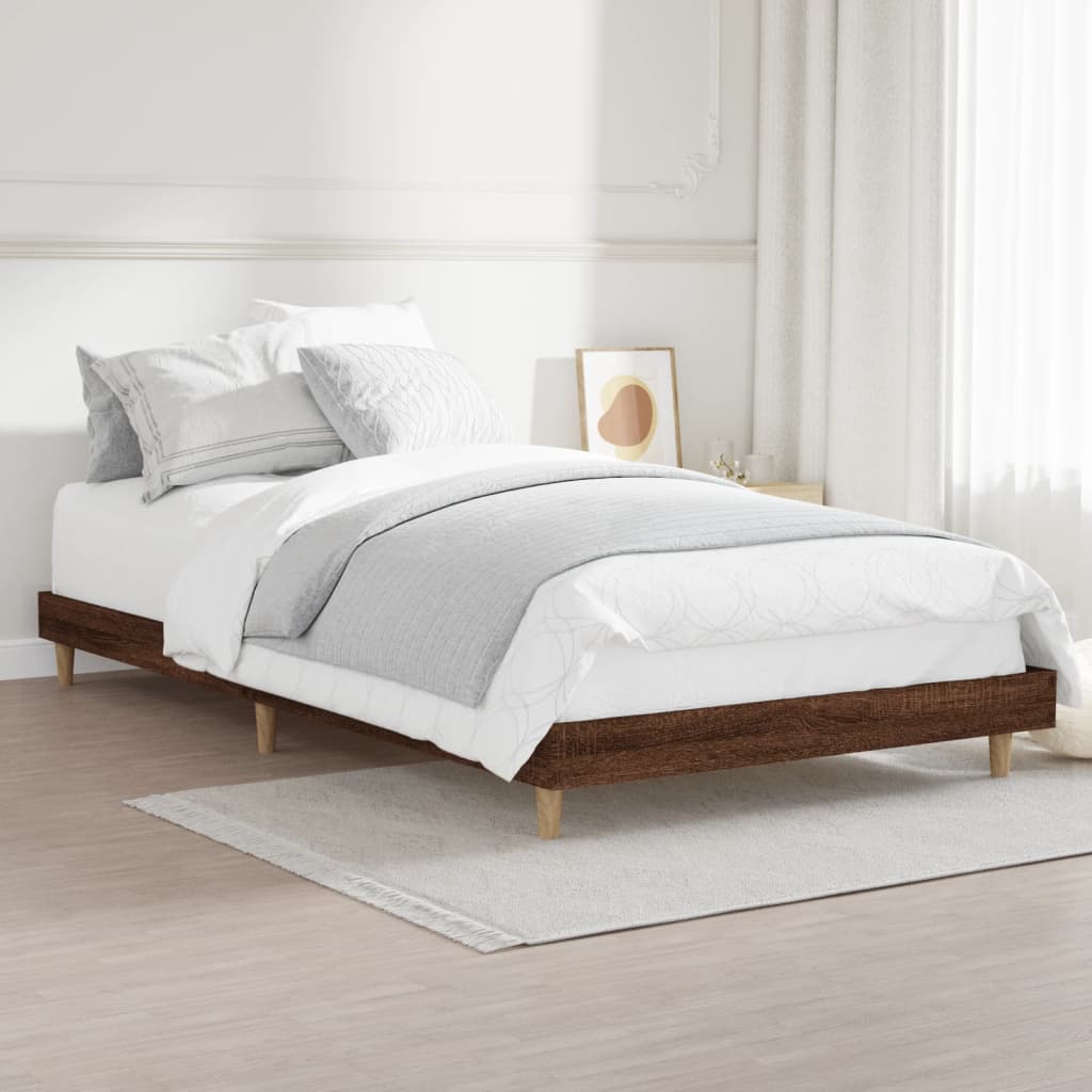 Cadre de lit sans matelas chêne marron 90x200cm bois ingénierie