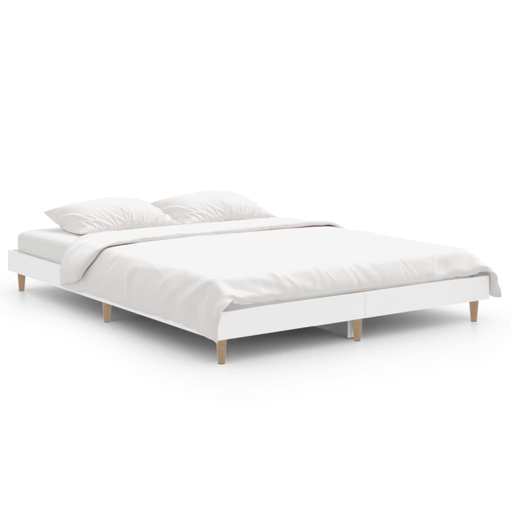 Cadre de lit sans matelas blanc 140x190 cm bois d'ingénierie