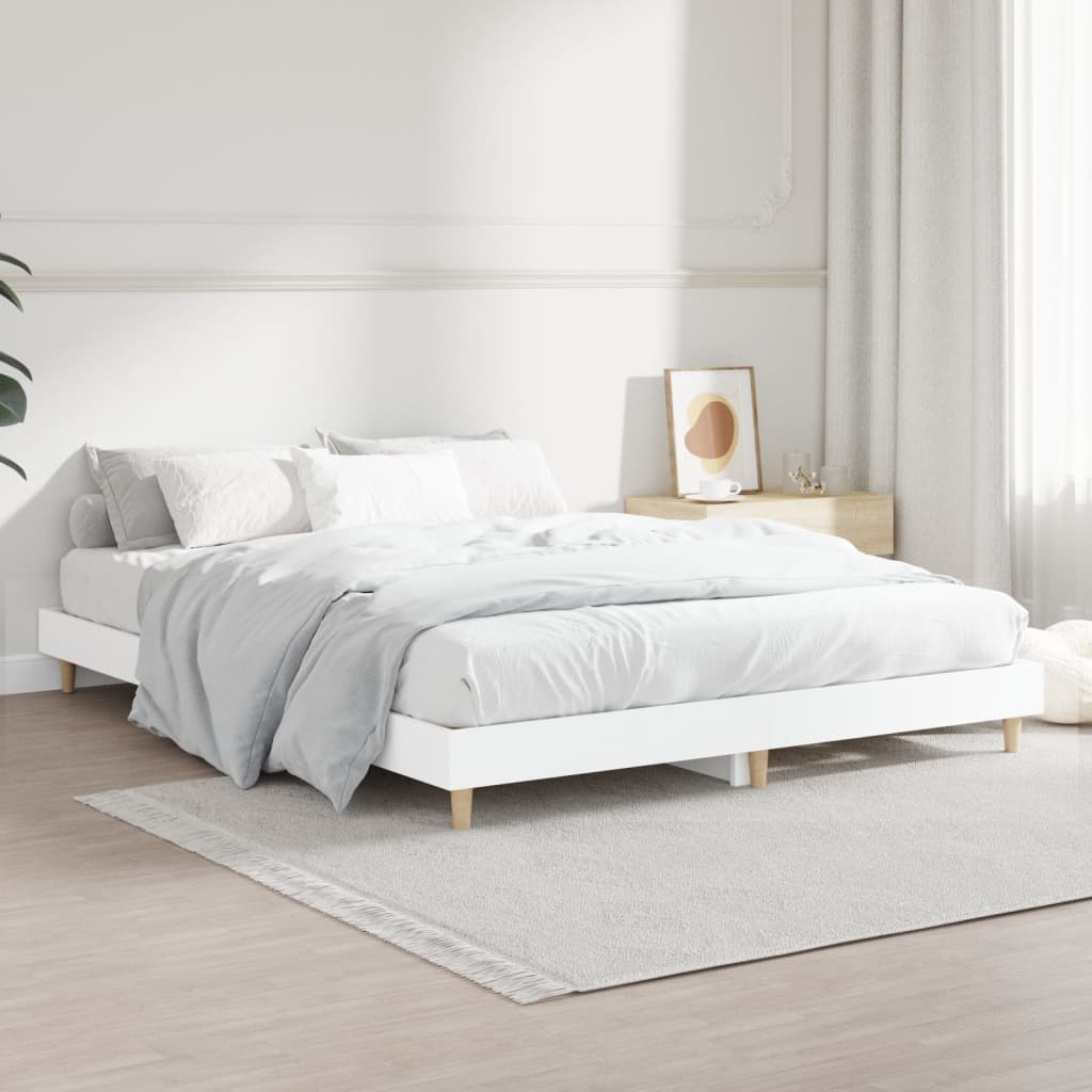 Cadre de lit sans matelas blanc 140x190 cm bois d'ingénierie