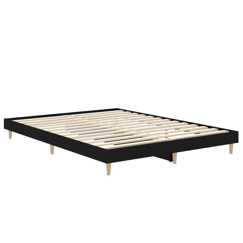 Cadre de lit sans matelas noir 140x190 cm bois d'ingénierie