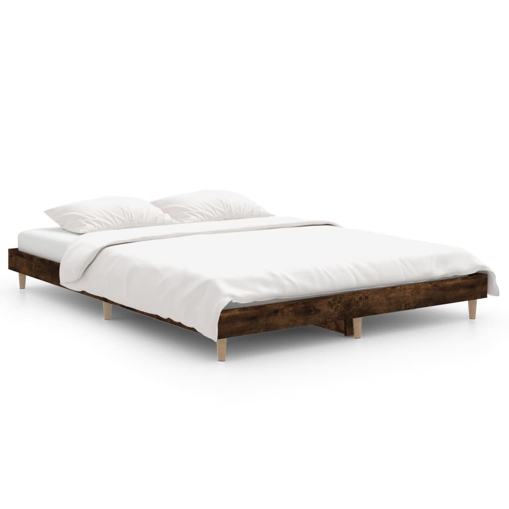 Cadre de lit sans matelas chêne fumé 140x190 cm bois ingénierie