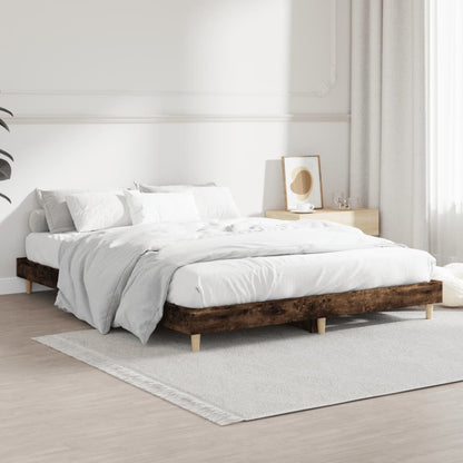 Cadre de lit sans matelas chêne fumé 140x190 cm bois ingénierie