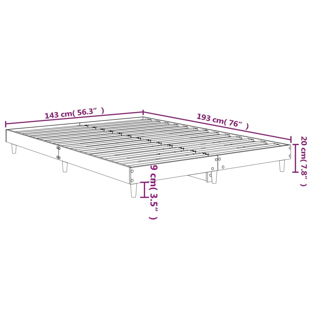 Cadre de lit sans matelas chêne fumé 140x190 cm bois ingénierie