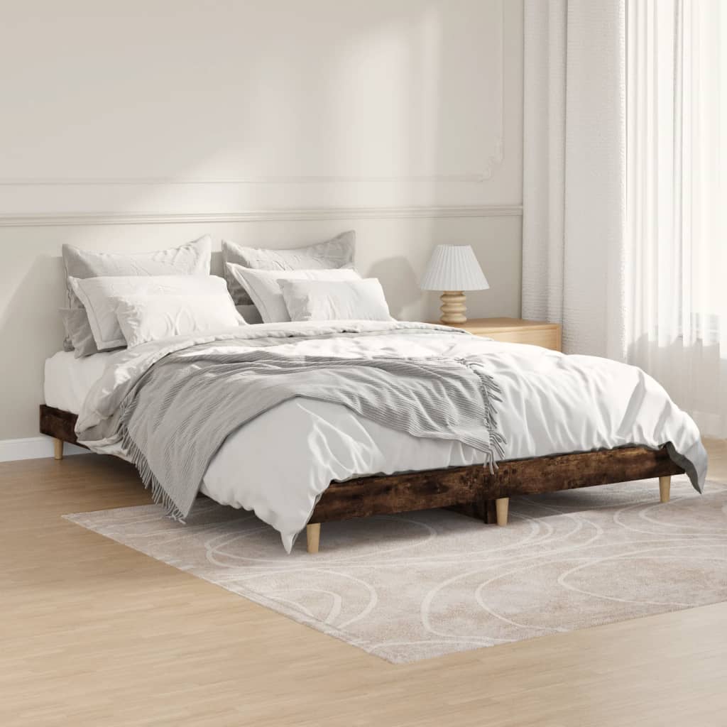 Cadre de lit sans matelas chêne fumé 140x190 cm bois ingénierie