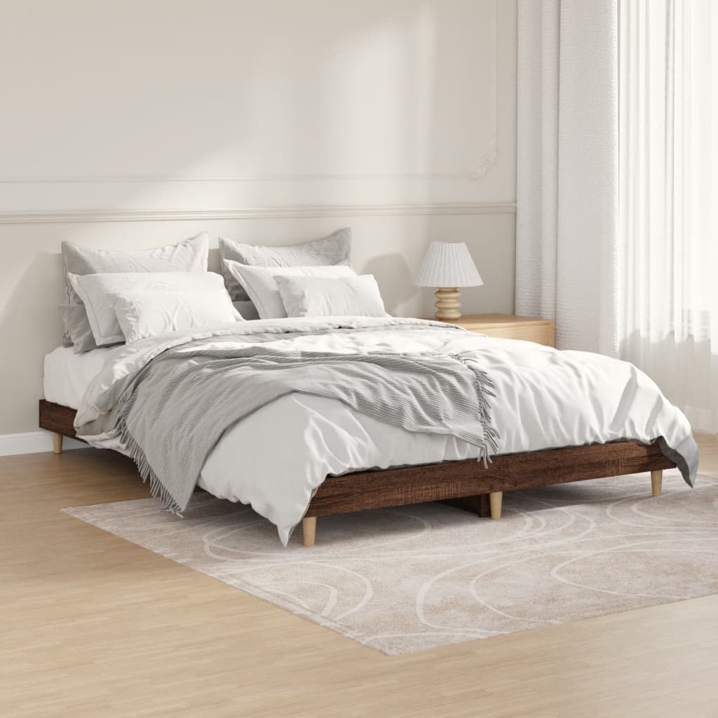 Cadre de lit sans matelas chêne marron 140x190 cm