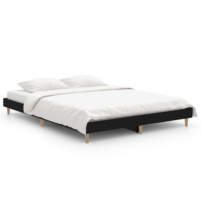 Cadre de lit sans matelas noir 135x190 cm bois d'ingénierie