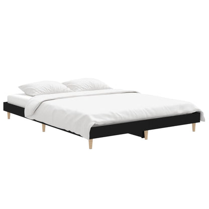 Cadre de lit sans matelas noir 135x190 cm bois d'ingénierie