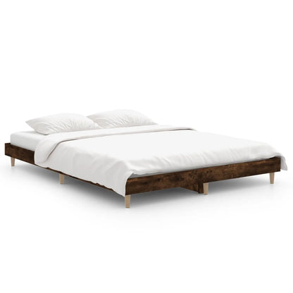 Cadre de lit sans matelas chêne fumé 135x190 cm bois ingénierie