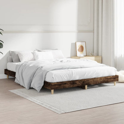 Cadre de lit sans matelas chêne fumé 135x190 cm bois ingénierie